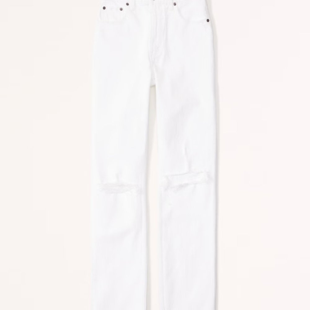 Abercrombie & Fitch Cream Straight Leg Jeans - Picture 9 of 12